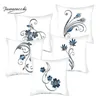 Coussin/oreiller décoratif Fuwatacchi housse de coussin imprimé floral bleu foncé fleur Po taie d'oreiller décorative pour la décoration intérieure canapé siège canapé