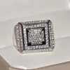 Witgouden ring heren HiphopRock Origin Natuurlijke Moissanite Edelsteen Luxe onzichtbare zetting 14 K gele ringen Cluster3042418