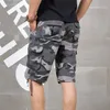 Été Hommes Baggy Multi Poche Militaire Camo Shorts Cargo Lâche Culotte Chaude Mâle Long Camouflage Bermudes Capris Plus La Taille 210329