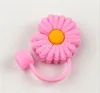 Punte di cannuccia in silicone creativo Copertura Riutilizzabile Tappo antipolvere per bere Tappi a prova di spruzzi Coperchi Punta antipolvere Girasole Fiore di ciliegio Arcobaleno Zampa di gatto Per cannucce da 6-8 mm DD341