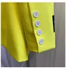 New design womens Spring autumn fashion neon yellow color medium long slim waist blazer suit coat plus size casacos SML