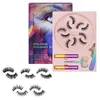 Magneet wimpers dikke stijl 5 pairs lotus houder handgemaakte vijf magnetische valse wimper set oog make-up tool J070