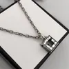 Retro Pattern Square Letter Pendant Necklaces With Box Hollow Creative Chains Punk Personality Fashion Necklace Exquisite Charm Jewelry