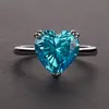 Cluster Ringen 925 Sterling Zilver Gemaakt Moissanite Aquamarine Diamond Gemstone Heart Citrine Ruby Pink Stone Ring voor vrouwen Groothandel