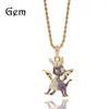 Collier pendentif loisirs pour hommes, zircon incrusté de cuivre bicolore dessin animé pendentif hiphop accessoires personnalisés, chaînes pendentif diamant