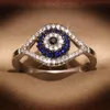 Punk Kobieta Niebieski Kryształ Kamienny Pierścień Urok Cyrkon Silver Color 2021 Obrączki do kobiet Delikatny Evil Eye Hollow Engagement Ring1