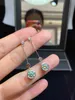 Luxury 925 Sterling Silver 1 Ct Passed Diamond Test Perfect Cut VVS1 Green Moissanite Engagement Earring Female Gift Jewelry