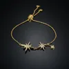 Link, Chain Double Stars Bracelets For Women Elegant Golden Color Zircon David Star Charm Bracelet Birthday Party Gift Zk40