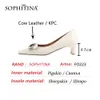 Sophitina Pumps Skor Kvinnor Elegant Äkta Läder Strang Heel Sweet Flower High Quality Office Lady Square Toe Spring Fo223 210513