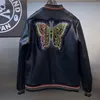 Designer-Tigerjacke für Herren, Stickerei, Buchstaben, Kristall, Schmetterling, Reißverschluss, schmale Passform, kurze lange Ärmel, Motorradmantel, Biker-Kunstleder, Luxus-Fitnesskleidung, M-3XL