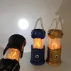 Stretchable Solar Flame Lamps Lights Multifunctional LED Camping Lighting Lantern Emergency Tent Light Portable Hand Lamp