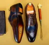 Hommes chaussures formelles en cuir véritable Oxford chaussures pour hommes italien marron vert chaussures habillées lacets de mariage affaires Brogue