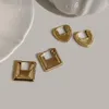 Hoop & Huggie Flatfoosie Fashion Geometric Small Earrings For Women Gold Brass Round Heart Chunky Wide Minimalist Jewelry