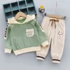 Bébé garçon vêtements de sport rayé sweats à capuche pantalons garçons vêtements lettre enfants garçon vêtements ensemble patchwork costumes pour enfants 210412
