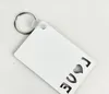 DHL100pcs pendentifs Sublimation bricolage blanc blanc lettre d'amour évider Double face carré porte-clés