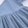 綿パフ半袖夏のドレス女性プリーツVネックソリッドルーズカジュアル女性のドレスエレガントなAラインレディースVestidos 210518