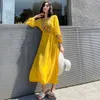 Jastie 자수 민족 여성 드레스 술 레이스 업 V-Neck 긴 소매 맥시 드레스 Boho 해변 휴가 해변 긴 Vestidos 210419