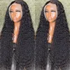 Lace peruker 13x6 HD Transparent brasiliansk djupvåg Curly Front Human Hair Wig 30 40 tum 250 Densitet Frontal för svarta kvinnor