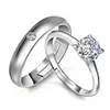 Diamond zilveren paar engagement trouwring open verstelbare band ringen voor vrouwen mannen mode-sieraden gift Will en Sandy