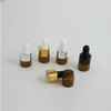 300 pcs/lot 1 ml Ambre Petit Verre Flacons compte-gouttes Pour Huiles Essentielles Mini Test Échantillon Flacons Conteneurs Wholesalegood qtys