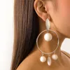 Irregular Tassel Round Dangle Earring Acrylic Long Circle Stud Earrings Women Party Gift Dress Large Silver Ear Drop Jewelry Accessories