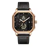 NEKTOM Marca Hollow Out Relojes para hombre Reloj de cuarzo preciso Correa de cuero de alta calidad Esfera cuadrada luminosa Relojes de pulsera masculinos 258N