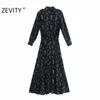 women vintage cashew nuts print bow tie sashes long shirt dress femme sleeve vestido chic casual slim dresses DS4469 210420