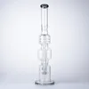 7mm Dikke Rechte Buis Recycler Waterpijpen Groen Zwart Blauw Dikke Glas Grote Gongs Drum Vat Perc Slited Raket Percolator Waterleidingen 14mm Vrouwelijke Joint WP2121