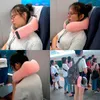 Almohada en forma de U de espuma viscoelástica, almohadas para el cuello, masaje de viaje suave, soporte para la cabeza del avión para dormir