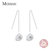 Minimalism Unique Design Long Chain Ball Earrings for Women 925 Sterling Silver Dangle Earings Korean Drop Ear Jewelry 210707