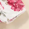 3pcs baby flicka sommar kläder set blommönster shorts rosa bodysuit toppar romer huvudband söta födda spädbarn kläder kläder set