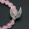 Perles Strands Angel Wing Pendentif Bracelets Pierre Naturelle Rose Clair Perles Chaîne Bracelets Charme Femmes Hommes Bijoux Fawn22