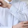 Camisa enverbiente de algodão puro para homens manga longa listrado camisas formal de homem formal 8xl branco colar de quadrado confortável roupa 210708