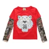 Ins Spring and Autumn Boys Shirt European American Long-Sleeved Stitching Hip-Hop Style Flower Arm Tattoo Sleeves