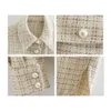 Jocoo Jolee Spring Pearl Knappar Långärmad Loose Woolen Coat Elegant Plaid Pattern Blazer Office Lady Jackets Fickor 210518