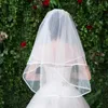 الحجاب الزفاف حقيقي بو 1.5m3.5 متر لينة أبيض / العاج طبقة الزفاف الحجاب الشريط حافة الرفاة من العروس veu de noiva ts006