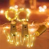 Dołączone baterie 10 sztuk 1 M 2 M LED LED Lampy Sznurowe Wino Korek Korek Light Cork W kształcie Party Wedding Decoration Lampka 211122