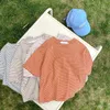Kinder koreanischen Stil lose gestreifte T-Shirts Sommer Mädchen Baumwolle lässig weiche Kurzarm Tops 210615