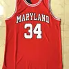 Nikivip University of Maryland Len #34 Bias Basketball Jersey Red Yellow All Stitched and Embroidery Size S-2XL Top Quality