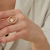 Bagues de cluster INS Bref Real Gold Couleur Bague pour femmes 2021 Nature Eau douce Perle Marée Filles Femme Bague Bijoux