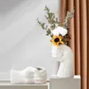 Nordic creative ceramic vase home Crafts Ornament fist Flower Body Art Vase ornament living room 210924