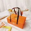 10st Rosa Persika Färg Handväskor Presenthandtag Presents Portable Box Candy Biscuit Cake Boxes Bröllopsfödelsedagsfest påse 210724