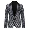 Mens Sliver Sequins Plaid Suit Blazer Jacket Slim Fit One Button Men DJ Club Stage Singer Male Hombre