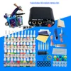 Tattoo Kit Machine Gun Set Colors Inks Pigment Disposable Needles Mini Power Supply Beginner Tattooing Permanent Makeup Pen Body A3377125