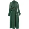 Kvinnors Trench Coats Super Good Quality Women Extra Long Double Breasted Belted Waist British Style Ladies Classic Wind Coat