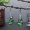 Kadın Opal Dangle Küpe Moda Bildirimi Takı Vintage Etnik Mavi Rhinestone Kedi Göz Taş Damla Küpe Buklet Oreille Femme