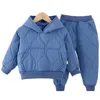 Zima baby chłopcy ubrania pełny rękaw spodnie 2 sztuk / zestaw dziewczyna z kapturem zachwycić Odzież dziecięca odzież Zestawy malucha HomeWear1-5y 211025