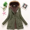 Ailegogo Kvinnor Vinter Militärrockar Bomull Wadded Hooded Jacket Casual Parka Tjocklek Varm xxxl Storlek Quilt Snow Outwear 211023