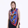 POBING Luxury Brand 100% Twill Silk Scarf Woman Letter Leopard Neck Wraps Echarpe Square Female Big Size Shawl Hijab Neckerchief