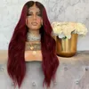 Lace 360 Frontal Long Body Wave Wigs Black Ombre Bury Red Brazilian Hair Synthetic Front Wig For Women